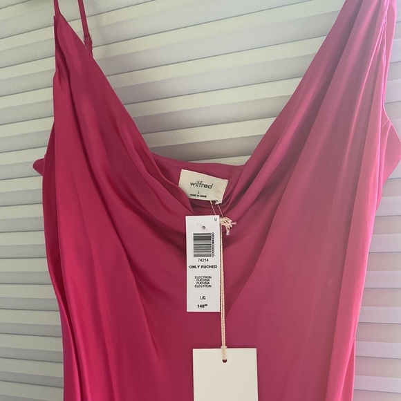Aritzia Wilfred Fuchsia Only Rusched Slip Dress - Picture 6 of 6